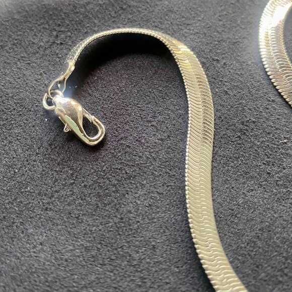 Herringbone Chain Necklace, Silver, 23.5" plus clasp. - Picture 9 of 11